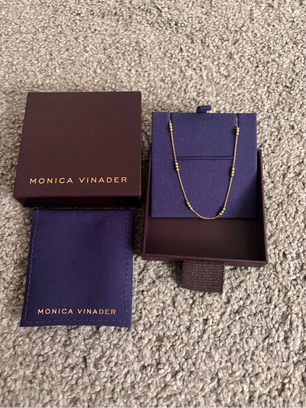 Monica Vinader Triple Beaded Chain Necklace 14-16'